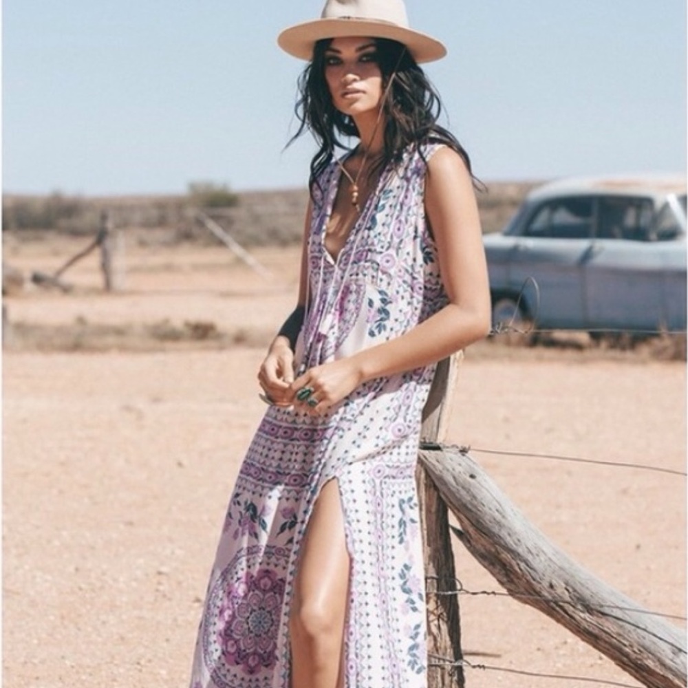 SPELL & THE GYPSY COLLECTIVE Pandora Split Dress Boho Maxi Primrose Print - Picture 5 of 16
